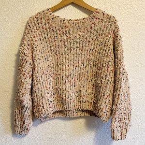 Nordstrom Elodie Cream Rainbow Bauble Chenille Sweater Women’s M
